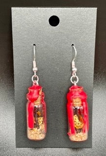 Red Hot Desire Spell Jar Earrings