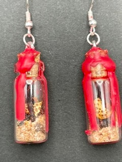 Red Hot Desire Spell Jar Earrings